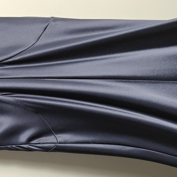 ABS Allen Schwartz Blue Formal Long  Silk Dress Gown w/ Built in Bra Size 4 - Picture 12 of 16